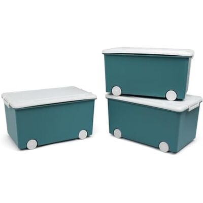 Thermobaby Contenitore portaoggetti PLAYBOX MEDIUM 26 L Set di 3 scatole di immagazzinaggio Scatola portaoggetti in plastica con coperchio Clip di chiusura Maniglia Impilabile Verde Thermobaby Contenitore portaoggetti PLAYBOX MEDIUM 26 L Set di 3 scatole di immagazzinaggio Scatola portaoggetti in plastica con coperchio Clip di chiusura Maniglia Impilabile Verde