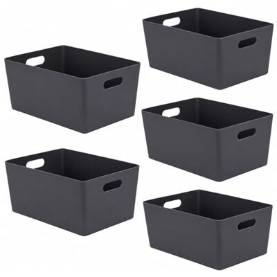 Niftii Confezione da 5 cesti portaoggetti in plastica con manici, rettangolare da cucina, per la casa e la cucina, in plastica resistente, per riporre oggetti e armadi (salvia) Niftii Confezione da 5 cesti portaoggetti in plastica con manici, rettangolare da cucina, per la casa e la cucina, in plastica resistente, per riporre oggetti e armadi (salvia)