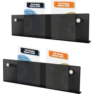 TUKA-i-AKUT 2X 60cm Portariviste da Parete, Acrilico Extra Resistente, Mensole Portabrochure Paret, Scaffale da Paret Riviste Giornali Opuscoli Libri, Supporto da Parete Nero TKD8256-60cm-2x TUKA-i-AKUT 2X 60cm Portariviste da Parete, Acrilico Extra Resistente, Mensole Portabrochure Paret, Scaffale da Paret Riviste Giornali Opuscoli Libri, Supporto da Parete Nero TKD8256-60cm-2x
