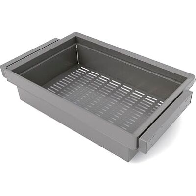 Emuca Kit cassetto metallico e telaio regolabile Quartz per armadi, chiusura ammortizzata e estrazione totale, modulo 80 cm, finitura Titanio Emuca Kit cassetto metallico e telaio regolabile Quartz per armadi, chiusura ammortizzata e estrazione totale, modulo 80 cm, finitura Titanio