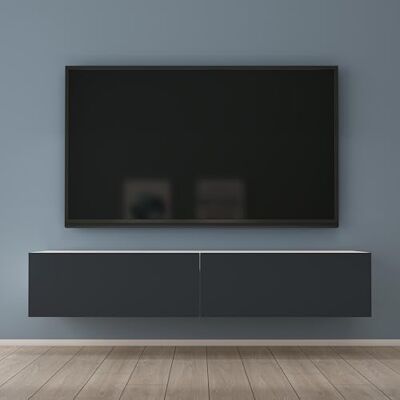 Mai & Mai Mobile TV 160x40,2x30cm, Bianco opaco+Antracite opaco Mobile TV per Televisore, Armadietto per TV Basso Soft-close con Ante per Soggiorno, Camera da Letto Fernsehschrank02 Mai & Mai Mobile TV 160x40,2x30cm, Bianco opaco+Antracite opaco Mobile TV per Televisore, Armadietto per TV Basso Soft-close con Ante per Soggiorno, Camera da Letto Fernsehschrank02
