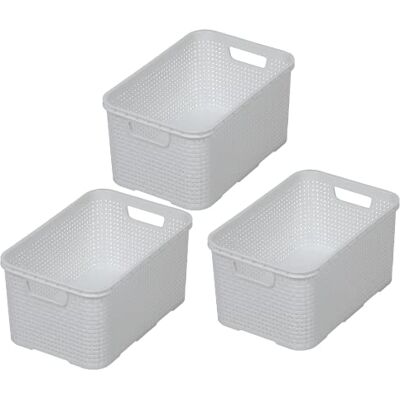 BranQ Home essential BranQ Set di 4 cestini per la casa, stile rattan, misura M, da 10 litri, senza bisfenolo A (BPA), in polipropilene (PP), colore bianco, 28,8 x 19,7 x 16,2 cm, 3 pezzi BranQ Home essential BranQ Set di 4 cestini per la casa, stile rattan, misura M, da 10 litri, senza bisfenolo A (BPA), in polipropilene (PP), colore bianco, 28,8 x 19,7 x 16,2 cm, 3 pezzi