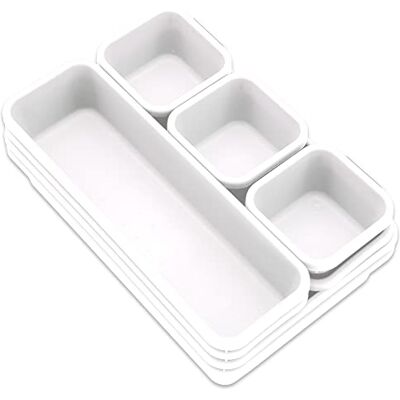 Addis 8 scomparti per cassetti ad incastro in plastica, per cucina, ufficio, scrivania, trucco, gioielli, artigianato, bagno, organizzazione, colore: bianco Addis 8 scomparti per cassetti ad incastro in plastica, per cucina, ufficio, scrivania, trucco, gioielli, artigianato, bagno, organizzazione, colore: bianco