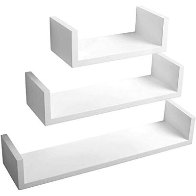 WOLTU Mensola da Muro 3 Pezzi, Cameretta Ufficio Libreria Legno Bianco WOLTU Mensola da Muro 3 Pezzi, Cameretta Ufficio Libreria Legno Bianco
