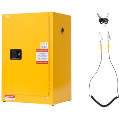 VEVOR Armadietto per Liquidi Infiammabili, Armadio per Materiali Infiammabili Capienza ca. 49,21L con Ripiano Regolabile, in Acciaio Laminato a Freddo e Zincato, Armadio di Sicurezza VEVOR Armadietto per Liquidi Infiammabili, Armadio per Materiali Infiammabili Capienza ca. 49,21L con Ripiano Regolabile, in Acciaio Laminato a Freddo e Zincato, Armadio di Sicurezza