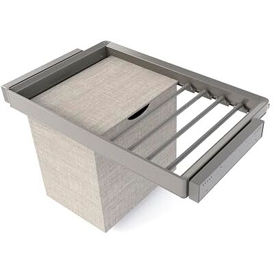 Emuca Kit portapantaloni a 7 aste, cesto portabiancheria e telaio regolabile Quartz per armadi, chiusura ammortizzata e estrazione totale, modulo 80 cm, finitura Titanio Emuca Kit portapantaloni a 7 aste, cesto portabiancheria e telaio regolabile Quartz per armadi, chiusura ammortizzata e estrazione totale, modulo 80 cm, finitura Titanio