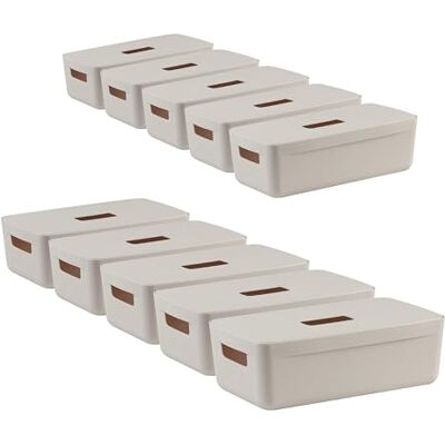 IDEA HOME Set di 10 Scatola di Immagazzinaggio Contenitori di Plastica per lo Stoccaggio Scatola di Plastica Organizzatore Cestini Scatole con Coperchio per il Bagno Scaffale, 5L IDEA HOME Set di 10 Scatola di Immagazzinaggio Contenitori di Plastica per lo Stoccaggio Scatola di Plastica Organizzatore Cestini Scatole con Coperchio per il Bagno Scaffale, 5L