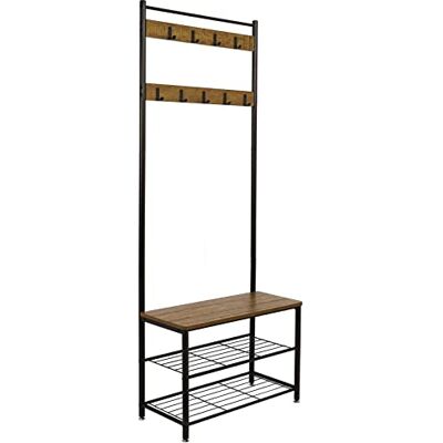 Meerveil Appendiabiti, scarpiere, appendiabiti, scarpiera con 9 ganci, struttura in metallo per camera da letto, soggiorno, corridoio della stanza (marrone) Meerveil Appendiabiti, scarpiere, appendiabiti, scarpiera con 9 ganci, struttura in metallo per camera da letto, soggiorno, corridoio della stanza (marrone)