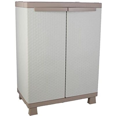 TERRY C-Rattan 680, Armadietto in Resina 2 Ante, 1 Ripiano, Effetto Rattan Organizza garage, cantina, balcone e ripostiglio, ante a 180° con predisposizione lucchetto, 85% plastica riciclata TERRY C-Rattan 680, Armadietto in Resina 2 Ante, 1 Ripiano, Effetto Rattan Organizza garage, cantina, balcone e ripostiglio, ante a 180° con predisposizione lucchetto, 85% plastica riciclata