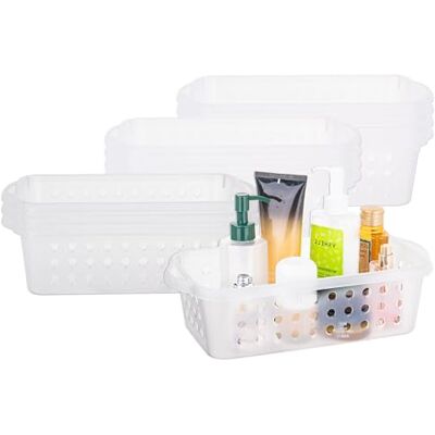 Cetomo Cesti portaoggetti in plastica con manici, scatole portaoggetti, organizzatore con fori, contenitori aperti per scaffali, confezione da 12, trasparenti (30,5 x 15 x 8,5 cm) Cetomo Cesti portaoggetti in plastica con manici, scatole portaoggetti, organizzatore con fori, contenitori aperti per scaffali, confezione da 12, trasparenti (30,5 x 15 x 8,5 cm)