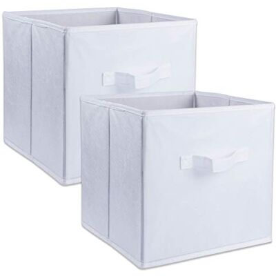 DII Contenitore portaoggetti pieghevole in tessuto non tessuto, a cubo, piccolo, 28 x 28 x 28 cm, bianco, 2 pezzi DII Contenitore portaoggetti pieghevole in tessuto non tessuto, a cubo, piccolo, 28 x 28 x 28 cm, bianco, 2 pezzi