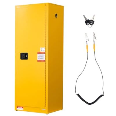 VEVOR Armadietto per Stoccaggio Liquidi Infiammabili, Armadio per Materiali Infiammabili Capienza ca. 87,06 L Ripiano Regolabile, in Acciaio Laminato a Freddo e Zincato VEVOR Armadietto per Stoccaggio Liquidi Infiammabili, Armadio per Materiali Infiammabili Capienza ca. 87,06 L Ripiano Regolabile, in Acciaio Laminato a Freddo e Zincato