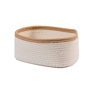 H&H Cesto in Cotone e Juta Beige 23x33x15Hcm H&H Cesto in Cotone e Juta Beige 23x33x15Hcm