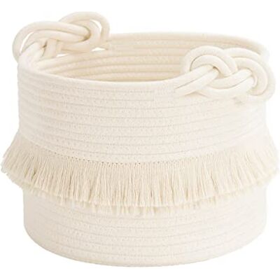 CherryNow Piccoli cestini portaoggetti in corda di cotone per pannolini, coperte, riviste e chiavi, graziosa decorazione per la cameretta dei bambini, contenitore per la casa, 24,9 x 17,8 cm, bianco CherryNow Piccoli cestini portaoggetti in corda di cotone per pannolini, coperte, riviste e chiavi, graziosa decorazione per la cameretta dei bambini, contenitore per la casa, 24,9 x 17,8 cm, bianco