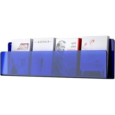 SAeWare Portariviste trasparente in acrilico, decorazione per ufficio, casa, soggiorno, riviste, espositore da parete, 40/80/100/120 cm, blu, 100 cm SAeWare Portariviste trasparente in acrilico, decorazione per ufficio, casa, soggiorno, riviste, espositore da parete, 40/80/100/120 cm, blu, 100 cm