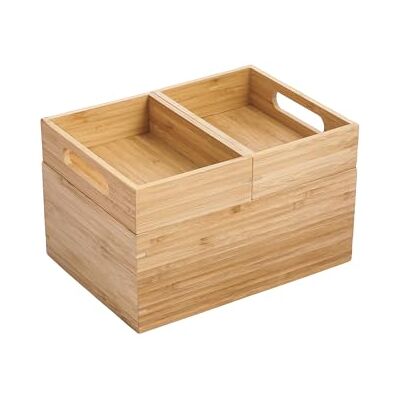 MSV Scatola Organizer Versatile 3 Scomparti Impilabili ISALYS Contenitore in Bambù Naturale per Cosmetici, Materiale da Ufficio o Accessori Beige MSV Scatola Organizer Versatile 3 Scomparti Impilabili ISALYS Contenitore in Bambù Naturale per Cosmetici, Materiale da Ufficio o Accessori Beige