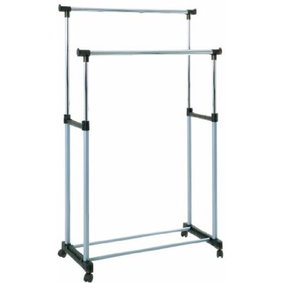 HAKU Möbel Armadio su ruote alu, cromo, grigio, Plastica, metallo Dim. L 95 cm x A 95-170 cm x P 43 cm, Stile Moderno HAKU Möbel Armadio su ruote alu, cromo, grigio, Plastica, metallo Dim. L 95 cm x A 95-170 cm x P 43 cm, Stile Moderno