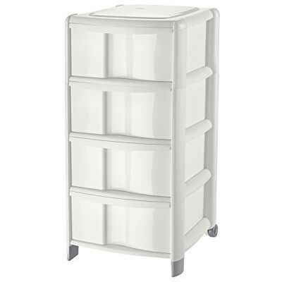 Tontarelli Cassettiera Bambù Medium con 4 cassetti alti, in plastica, colore Panna Tontarelli Cassettiera Bambù Medium con 4 cassetti alti, in plastica, colore Panna