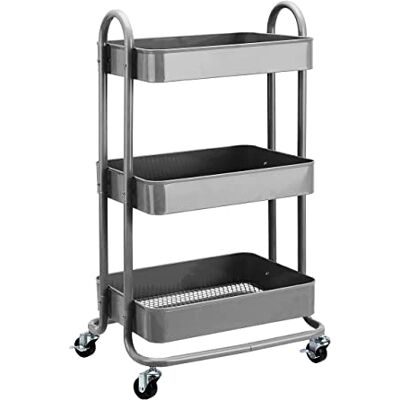 Carrello utilità a 3 livelli con rotelle Amazon Basics - Carbone Carrello utilità a 3 livelli con rotelle Amazon Basics - Carbone