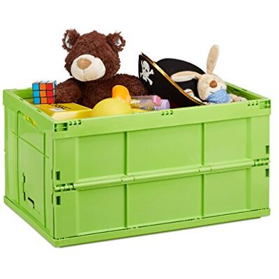 Relaxdays Cassetta Pieghevole, Stabile, da Lavoro, Plastica Resistente, 60L, HLP 31,5 x 58,5 x 40 cm, Verde Relaxdays Cassetta Pieghevole, Stabile, da Lavoro, Plastica Resistente, 60L, HLP 31,5 x 58,5 x 40 cm, Verde
