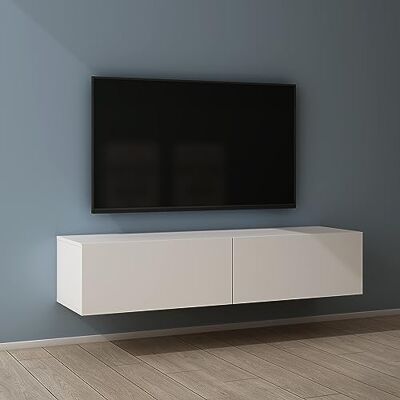 Mai & Mai Mobile TV 140x40,2x30cm, Bianco Opaco Mobile TV per Televisore, Armadietto per TV Basso Soft-close con Ante per Soggiorno, Camera da Letto Fernsehschrank02 Mai & Mai Mobile TV 140x40,2x30cm, Bianco Opaco Mobile TV per Televisore, Armadietto per TV Basso Soft-close con Ante per Soggiorno, Camera da Letto Fernsehschrank02