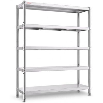 VEVOR Scaffale in Acciaio Inox 5 Ripiani Regolabili 120 x 45,5 x 183 cm, Scaffalatura Portata 150 kg per Ripiano, Resistente per Cucina, Garage, Magazzino e Officina VEVOR Scaffale in Acciaio Inox 5 Ripiani Regolabili 120 x 45,5 x 183 cm, Scaffalatura Portata 150 kg per Ripiano, Resistente per Cucina, Garage, Magazzino e Officina
