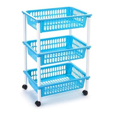 DRW Verdulero Carrello Cucina 3 cestini PVC Blu 40x30x61.5 cm DRW Verdulero Carrello Cucina 3 cestini PVC Blu 40x30x61.5 cm