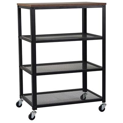 Relaxdays Carrello, 4 ripiani, stile industriale, per cucina e soggiorno, HLP: 85x60x40 cm, carrello ruote, nero/marrone Relaxdays Carrello, 4 ripiani, stile industriale, per cucina e soggiorno, HLP: 85x60x40 cm, carrello ruote, nero/marrone