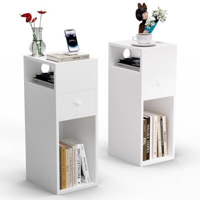 VOUNOT Set di Comodini Compatti con Cassetto e Scomparti - Tavolino VOUNOT Set di Comodini Compatti con Cassetto e Scomparti - Tavolino