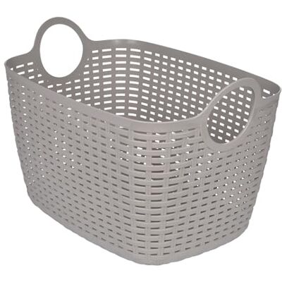 Homéa , Cestino intrecciato con manici rotondi in plastica, 30 l, 40 x 28,5 x 26,5 cm, colore: tortora Homéa , Cestino intrecciato con manici rotondi in plastica, 30 l, 40 x 28,5 x 26,5 cm, colore: tortora