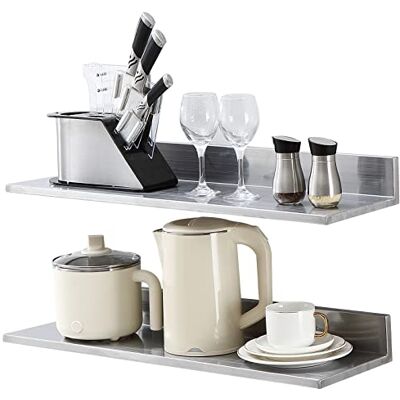 VEVOR Mensola da Parete a Forma di L 2 Pezzi Acciaio Inox 762 x 218 x 85mm Scaffale Murale per Cucina Capacità Carico Max. 20kg, Mensola da Parete Portaoggetti Portaspezie in Acciaio Inox per Cucina VEVOR Mensola da Parete a Forma di L 2 Pezzi Acciaio Inox 762 x 218 x 85mm Scaffale Murale per Cucina Capacità Carico Max. 20kg, Mensola da Parete Portaoggetti Portaspezie in Acciaio Inox per Cucina