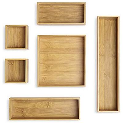 Whitmor Set di 6 organizzatori per cassetti, in bambù, Colore Naturale Whitmor Set di 6 organizzatori per cassetti, in bambù, Colore Naturale