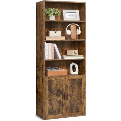 VASAGLE Libreria a 6 Ripiani, con Anta, 60 x 24 x 175 cm VASAGLE Libreria a 6 Ripiani, con Anta, 60 x 24 x 175 cm