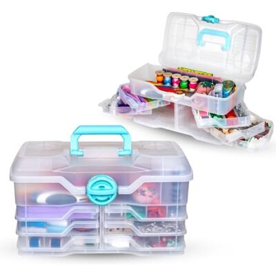 ArtBin Organizzatore in plastica trasparente per piccole parti, per fai da te, scatole e organizer per cucito, scatola portaoggetti con scomparti, scatola per progetti, grande (6 vassoi girevoli) ArtBin Organizzatore in plastica trasparente per piccole parti, per fai da te, scatole e organizer per cucito, scatola portaoggetti con scomparti, scatola per progetti, grande (6 vassoi girevoli)