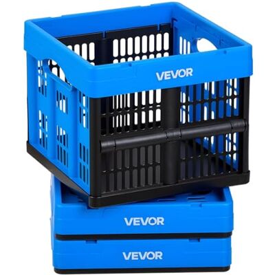 VEVOR Scatole Portaoggetti Pieghevoli in Plastica 25 L, Cassette Pieghevoli Impilabili con Maniglie, Confezione da 3, Portata Massima 10 kg, Cestini Contenitori Pieghevoli Resistenti e Salvaspazio VEVOR Scatole Portaoggetti Pieghevoli in Plastica 25 L, Cassette Pieghevoli Impilabili con Maniglie, Confezione da 3, Portata Massima 10 kg, Cestini Contenitori Pieghevoli Resistenti e Salvaspazio