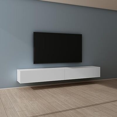 Mai & Mai Mobile TV 240x40,2x30cm, Bianco Opaco Mobile TV per Televisore, Armadietto per TV Basso Soft-close con Ante per Soggiorno, Camera da Letto Fernsehschrank02 Mai & Mai Mobile TV 240x40,2x30cm, Bianco Opaco Mobile TV per Televisore, Armadietto per TV Basso Soft-close con Ante per Soggiorno, Camera da Letto Fernsehschrank02