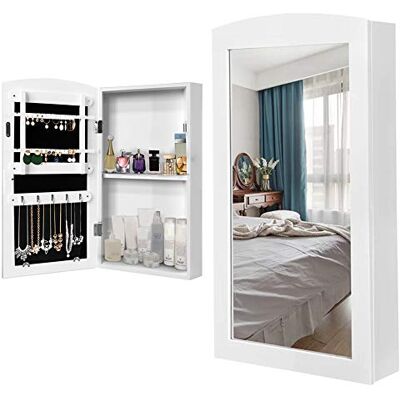 BAKAJI Specchiera Portagioie da Parete Muro Armadietto Portagioielli con Anta Porta Oggetti e Specchio Interno Armadio Organizer Porta Gioielli Colore Bianco (60 x 30 x 8,5 cm) BAKAJI Specchiera Portagioie da Parete Muro Armadietto Portagioielli con Anta Porta Oggetti e Specchio Interno Armadio Organizer Porta Gioielli Colore Bianco (60 x 30 x 8,5 cm)