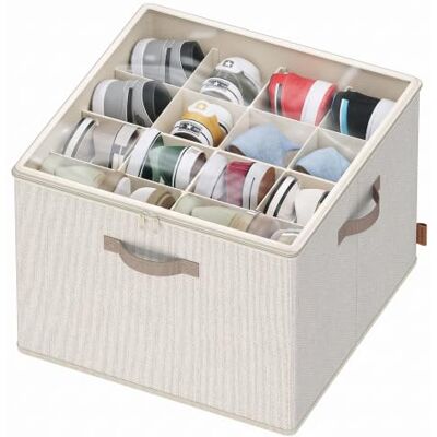 SONGMICS Scarpiera da armadio, organizer per scarpe in tessuto con scomparti regolabili, scomparti impilabili, coperchio trasparente, fino a 16 paia, beige SONGMICS Scarpiera da armadio, organizer per scarpe in tessuto con scomparti regolabili, scomparti impilabili, coperchio trasparente, fino a 16 paia, beige