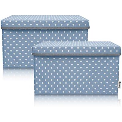 Lifeney Scatola di stoccaggio 2 pezzi, punti, blu, 25x37x21cm - Scatola di stoccaggio Lifeney Scatola di stoccaggio 2 pezzi, punti, blu, 25x37x21cm - Scatola di stoccaggio
