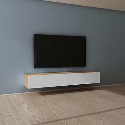 Mai & Mai Mobile TV 200x40,2x30cm, Marrone chiaro+Bianco opaco Mobile TV per Televisore, Armadietto per TV Basso Soft-close con Ante per Soggiorno, Camera da Letto Fernsehschrank02 Mai & Mai Mobile TV 200x40,2x30cm, Marrone chiaro+Bianco opaco Mobile TV per Televisore, Armadietto per TV Basso Soft-close con Ante per Soggiorno, Camera da Letto Fernsehschrank02