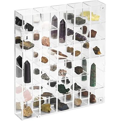 FIRE ROSE Scatola da collezione regolabile in acrilico trasparente con pietre a punta di freccia a specchio, vetrina in cristallo minerale da collezione, organizer con coperchio FIRE ROSE Scatola da collezione regolabile in acrilico trasparente con pietre a punta di freccia a specchio, vetrina in cristallo minerale da collezione, organizer con coperchio