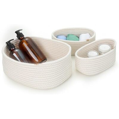 Cozary Cestini Portaoggetti Intrecciato, Impilabile Scatola Di Immagazzinaggio In Corda Di Cotone, Organizer,Ecorazione Cestini Stoccaggio Per Bagno Cameretta Salotto Ufficio, 3 Pezzi Cozary Cestini Portaoggetti Intrecciato, Impilabile Scatola Di Immagazzinaggio In Corda Di Cotone, Organizer,Ecorazione Cestini Stoccaggio Per Bagno Cameretta Salotto Ufficio, 3 Pezzi