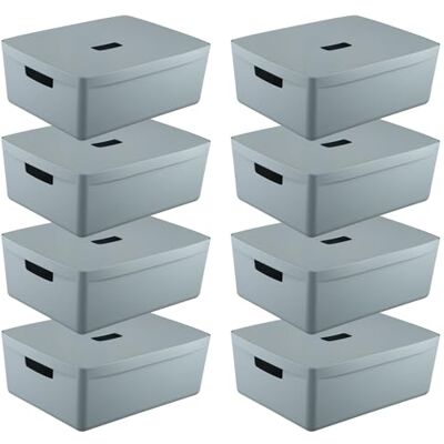 IDEA HOME Set di 8 Scatola di Immagazzinaggio Contenitori di Plastica per lo Stoccaggio Scatola di Plastica Organizzatore Cestini Scatole con Coperchio per il Bagno Scaffale 19L, Blu IDEA HOME Set di 8 Scatola di Immagazzinaggio Contenitori di Plastica per lo Stoccaggio Scatola di Plastica Organizzatore Cestini Scatole con Coperchio per il Bagno Scaffale 19L, Blu