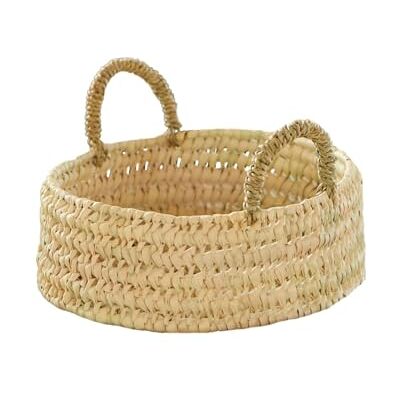 HomeMaison Cesto rotondo in vimini con manici foglia di palma intrecciata a mano texture naturale e resistente per riporre e decorare la casa 25 x 25 x 8 cm naturale HomeMaison Cesto rotondo in vimini con manici foglia di palma intrecciata a mano texture naturale e resistente per riporre e decorare la casa 25 x 25 x 8 cm naturale