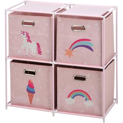 Wellhome Rosa per Bambini 4-Compartimenti - Mobili Bambini Wellhome Rosa per Bambini 4-Compartimenti - Mobili Bambini