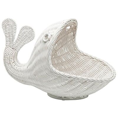 Kouboo Cesto portaoggetti in Rattan, Motivo: Balene, Colore: Bianco Kouboo Cesto portaoggetti in Rattan, Motivo: Balene, Colore: Bianco