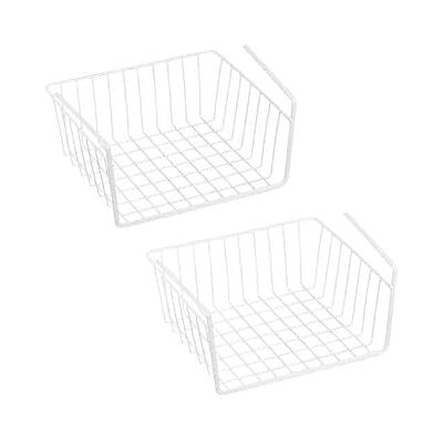 MSV Set di 2 cestini portaoggetti sotto scaffale 30x25,5x14 cm in Acciaio Bianco Opaco MSV Set di 2 cestini portaoggetti sotto scaffale 30x25,5x14 cm in Acciaio Bianco Opaco