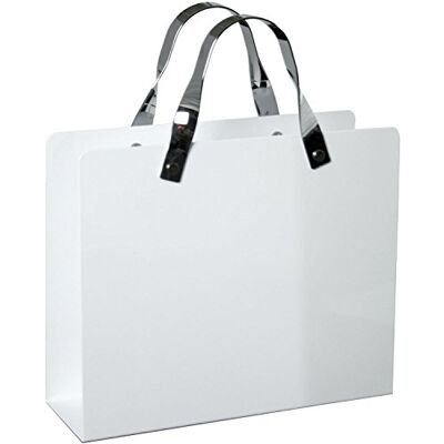 DRW Portariviste in Acciaio Bianco e Maniglie cromate 30x10x25.5 DRW Portariviste in Acciaio Bianco e Maniglie cromate 30x10x25.5