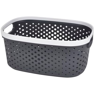 Homéa Cesta traforata in plastica, 15 l, grigio antracite, L 37 x L 26,5 x H 15,5 cm Homéa Cesta traforata in plastica, 15 l, grigio antracite, L 37 x L 26,5 x H 15,5 cm
