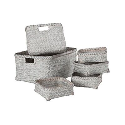 Compactor Dalat Cesto, Set da 6, Colore: Grigio Chiaro Compactor Dalat Cesto, Set da 6, Colore: Grigio Chiaro